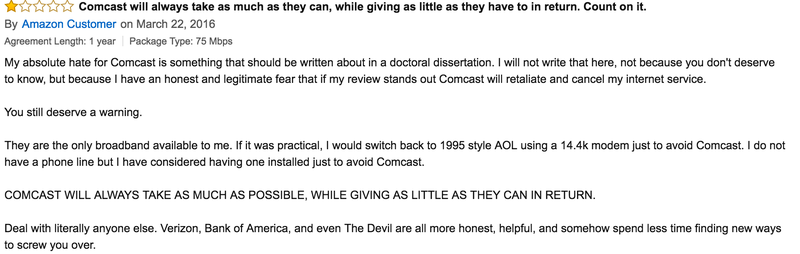 Illustration for article titled Here Are the Most Batshit Angry One-Star Reviews of Comcast on Amazon